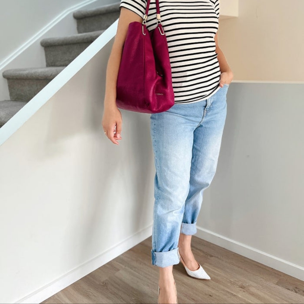 Coach Large Pebbled Leather Shoulder Bag in Berry - Picture 4 of 13
